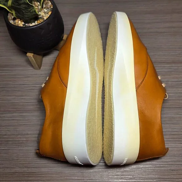 Wolf & Shepherd Cruise Lace-Up Fair Sneakers M7.5 / W9 Honey Leather White Sole - Picture 5 of 12